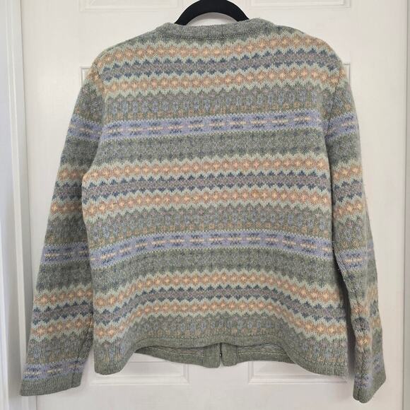 Vintage Frost Lambs Wool Cardigan Sweater M Nordic Fair Isle Hook Cottagecore - Picture 2 of 7
